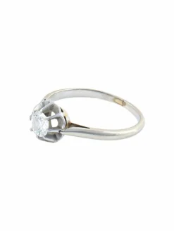 BAGUE SOLITAIRE DIAMANT STYLE RETRO OR BLANC