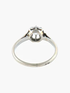 BAGUE SOLITAIRE DIAMANT STYLE RETRO OR BLANC