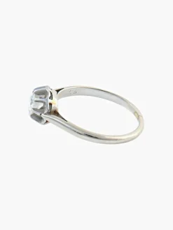 BAGUE SOLITAIRE DIAMANT STYLE RETRO OR BLANC