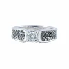 Bague Solitaire Diamants blanc et noirs