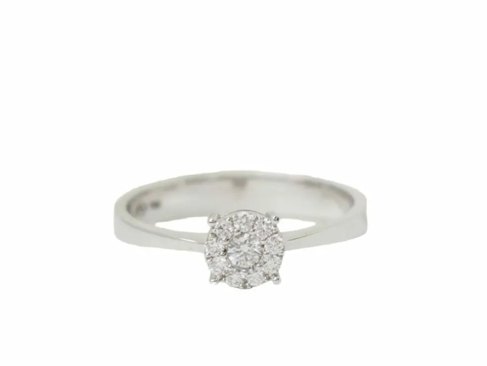 Bague solitaire en or blanc et diamants 0.16ct