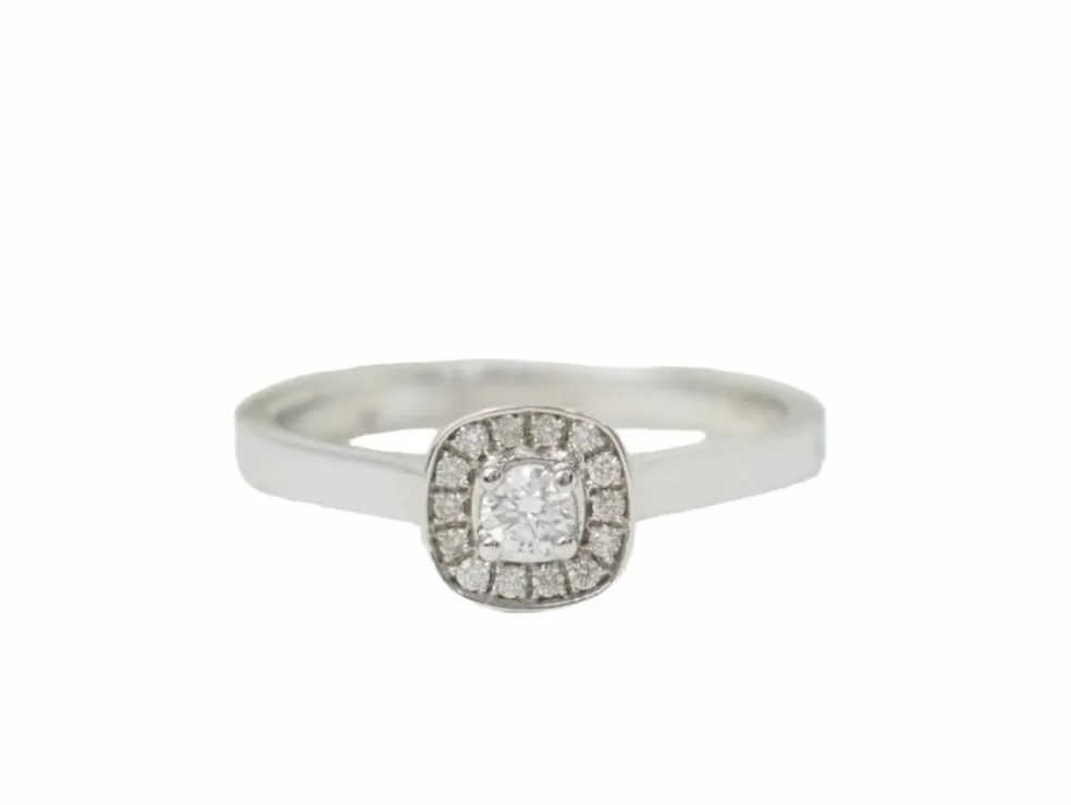 Bague solitaire en or blanc et diamants 0.15ct