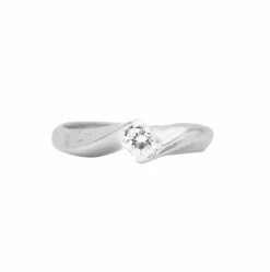 Bague solitaire en or blanc avec diamant