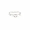 Bague solitaire en or blanc avec pavé sur la tige