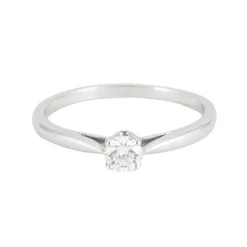 Bague solitaire en or blanc, diamant