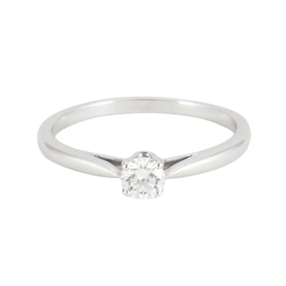 Bague solitaire en or blanc, diamant