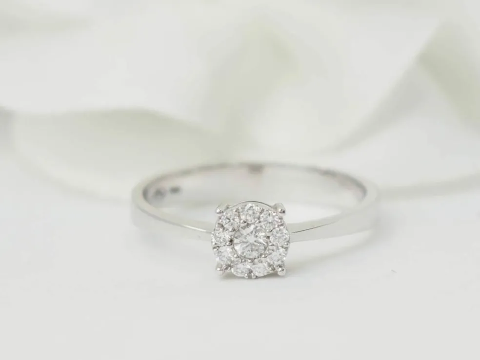 Bague solitaire en or blanc et diamants 0.16ct