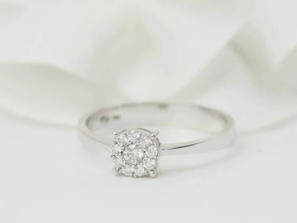 Bague solitaire en or blanc et diamants 0.16ct