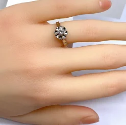 Bague solitaire en or blanc 18 carats et diamant 0,10 carat