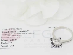 Bague solitaire en or blanc et diamants 0.68ct