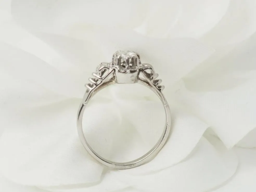 Bague solitaire en or blanc et platine, diamant 0,23ct