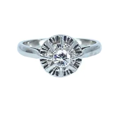 Bague solitaire en or et platine, diamant