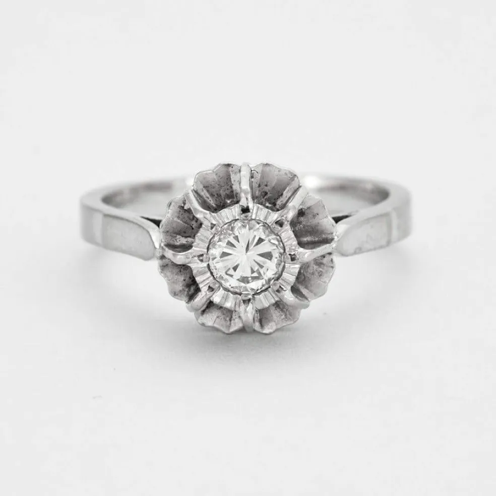 Bague solitaire en or gris Diamant