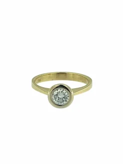 Bague solitaire en or jaune certifiée HRD
