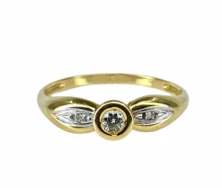 Bague solitaire en or jaune et diamants
