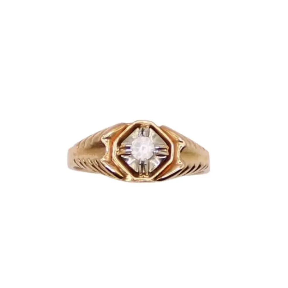 Bague Solitaire et Chevalière or jaune et spinelle