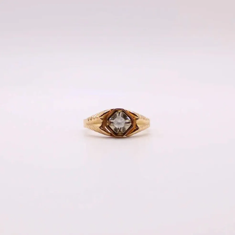 Bague Solitaire et Chevalière or jaune et spinelle