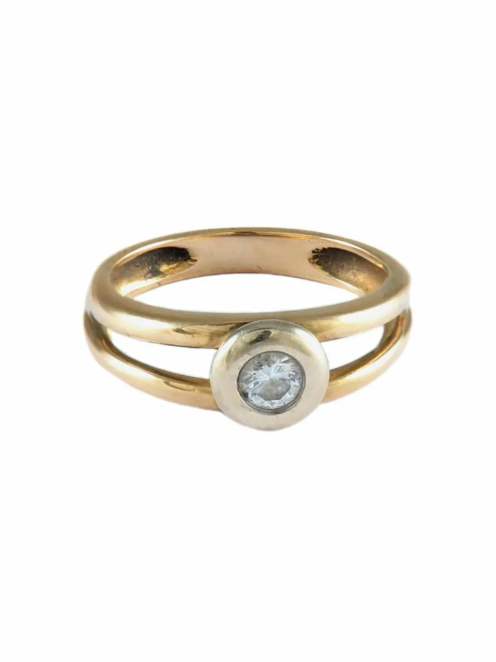 BAGUE SOLITAIRE OR & DIAMANTS