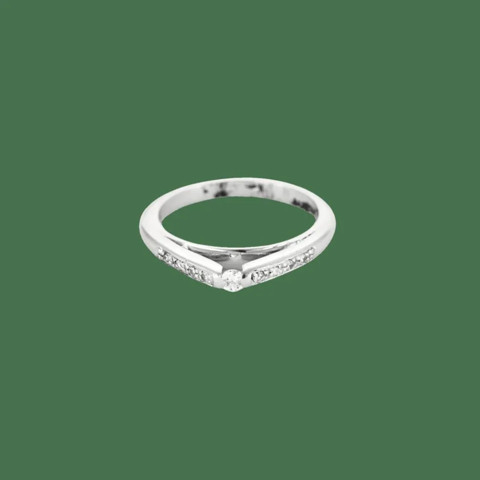 BAGUE SOLITAIRE OR & DIAMANT.