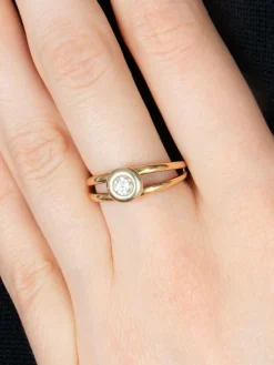 BAGUE SOLITAIRE OR & DIAMANTS