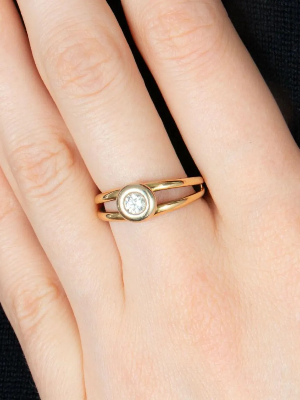 BAGUE SOLITAIRE OR & DIAMANTS
