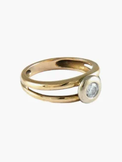 BAGUE SOLITAIRE OR & DIAMANTS
