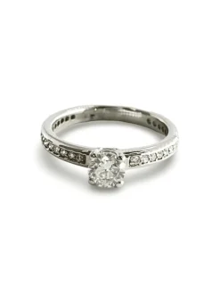 Bague solitaire or blanc et diamants 0,80 ct