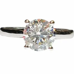 Bague solitaire or blanc, diamant 1.51 ct certificat HRD: G / VVS2