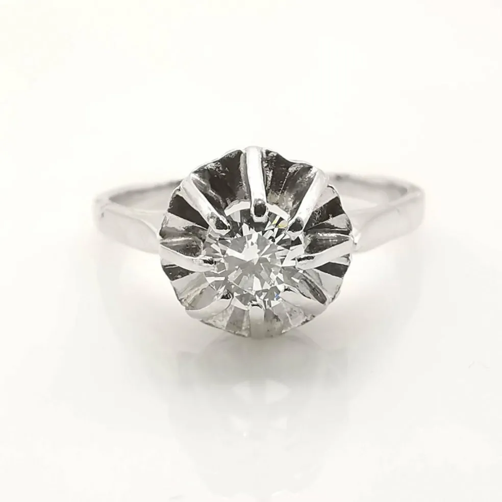 Bague solitaire or blanc diamant