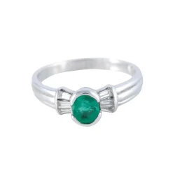 Bague solitaire or blanc émeraude