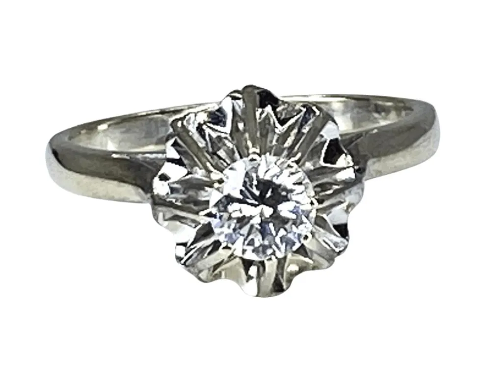 Bague solitaire or blanc diamant 0.40ct