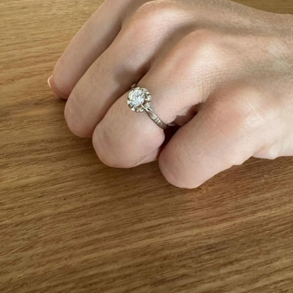Bague solitaire or blanc diamant 0.45ct