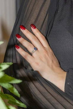 Bague Solitaire Or blanc Saphir