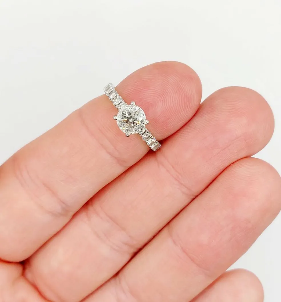 Bague solitaire or blanc diamant de 1,15 carat - certificat