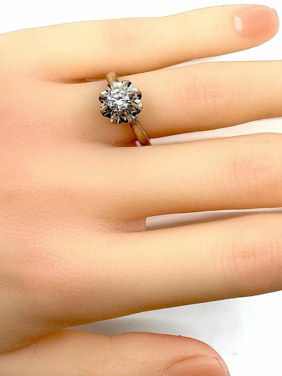 Bague solitaire or blanc diamant 0.40ct