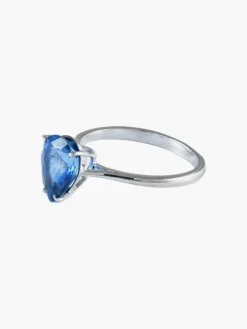 BAGUE SOLITAIRE OR BLANC ET SAPHIR DE CEYLAN