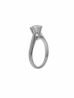 Bague solitaire or blanc certifiée HRD avec diamant naturel de 1,00 carat