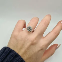 Bague solitaire or blanc diamant naturel LFG