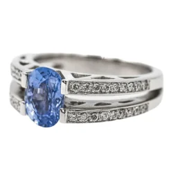 Bague Solitaire Or blanc Saphir