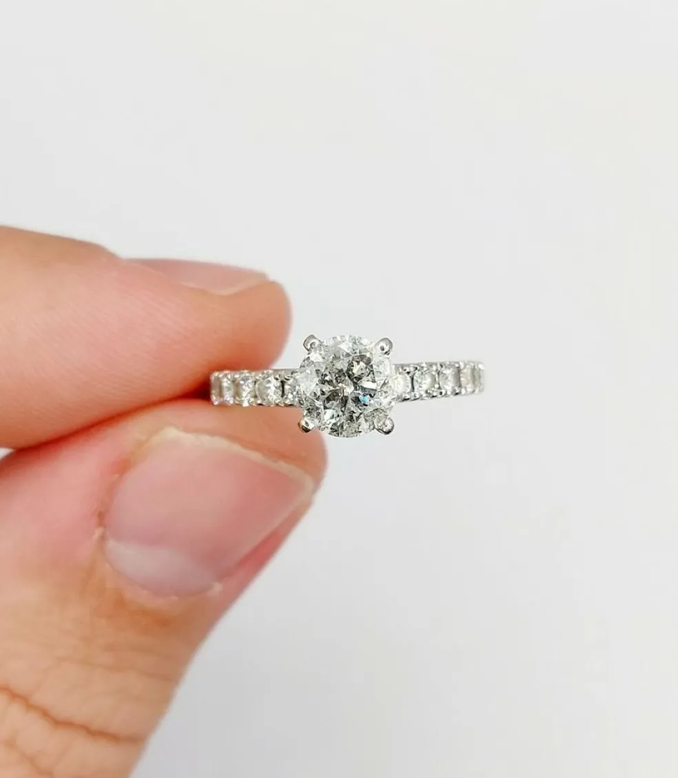 Bague solitaire or blanc diamant de 1,15 carat - certificat