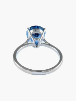 BAGUE SOLITAIRE OR BLANC ET SAPHIR DE CEYLAN