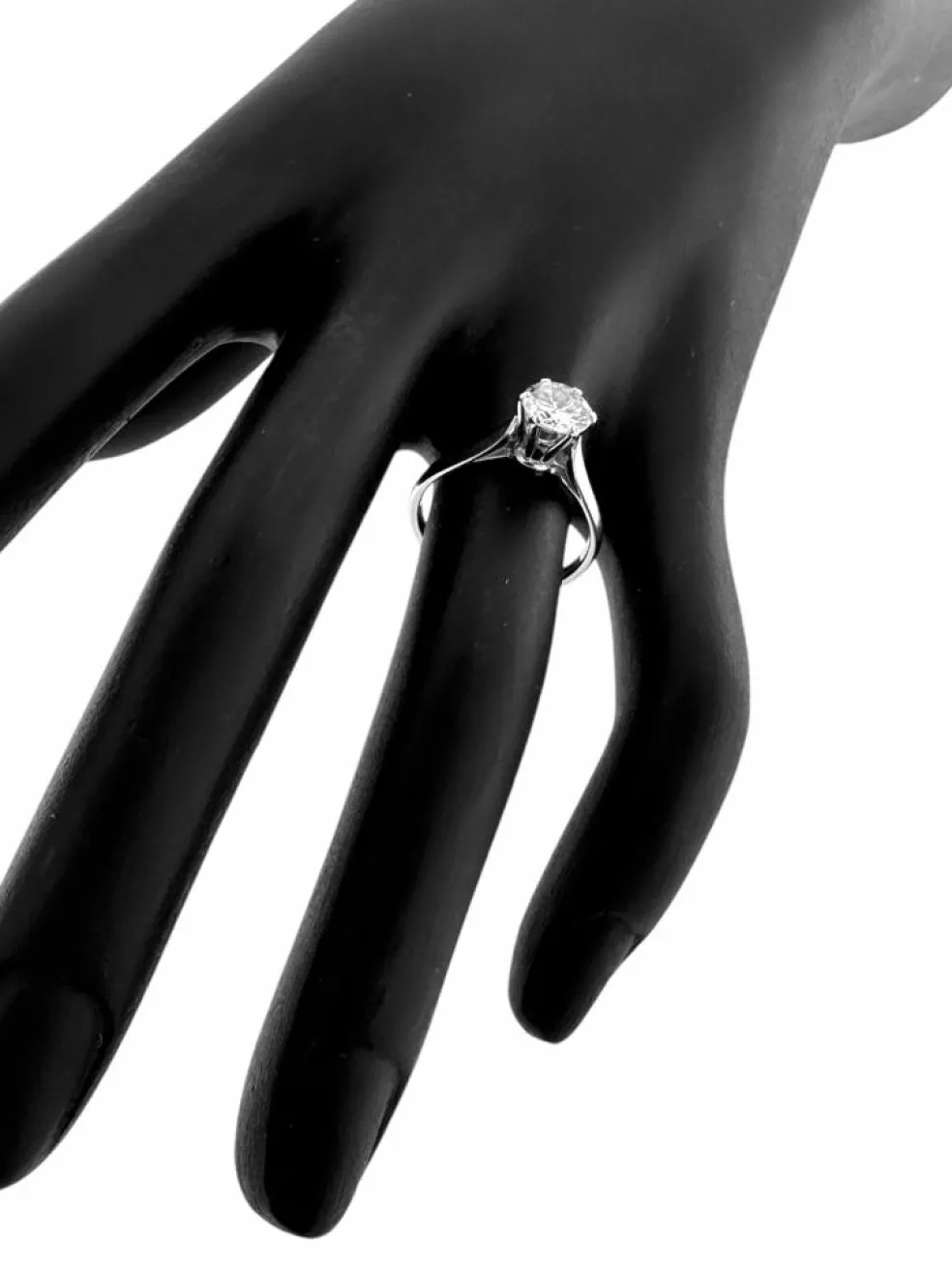 Bague solitaire or blanc certifiée HRD avec diamant naturel de 1,00 carat