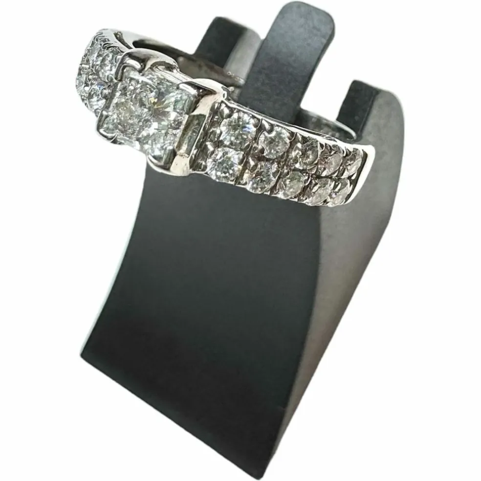 Bague Solitaire or blanc diamant Princesse