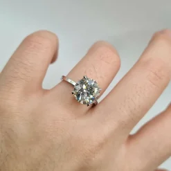 Bague solitaire or blanc diamant naturel LFG