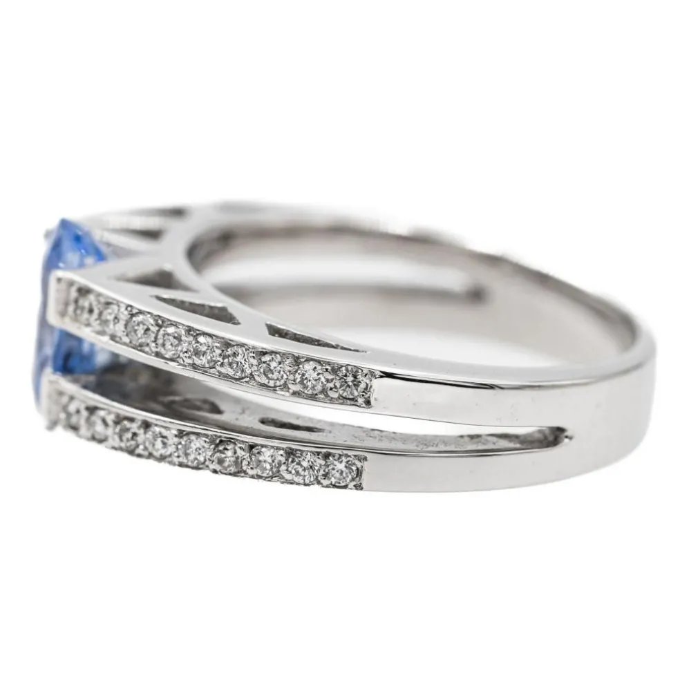 Bague Solitaire Or blanc Saphir