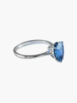 BAGUE SOLITAIRE OR BLANC ET SAPHIR DE CEYLAN