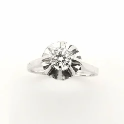 Bague solitaire or blanc diamant