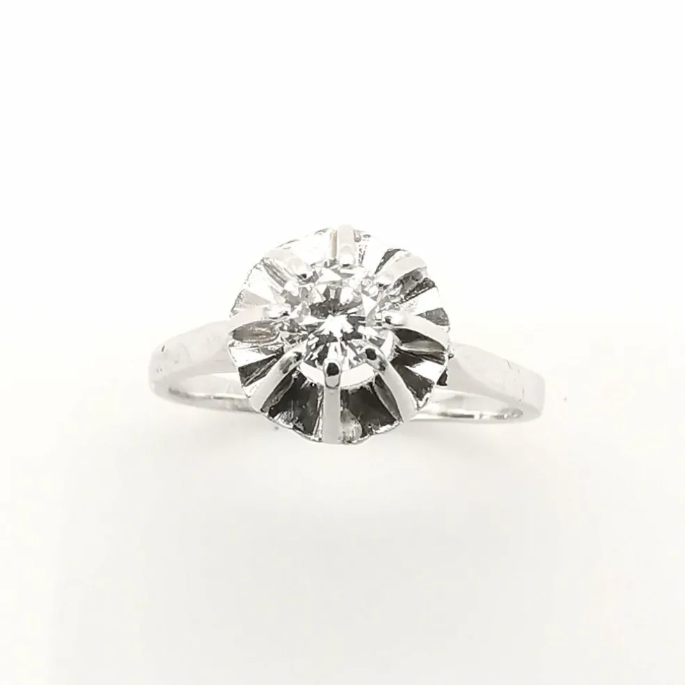 Bague solitaire or blanc diamant