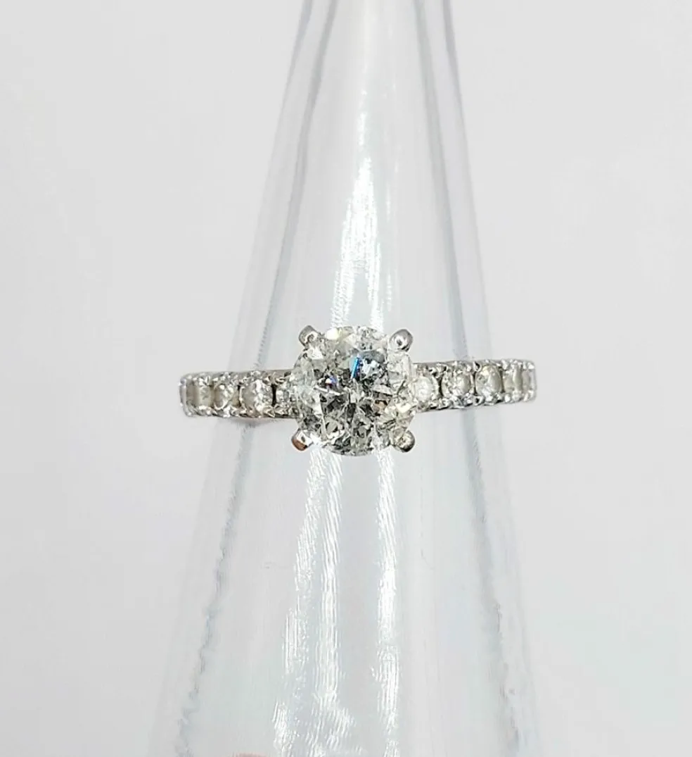 Bague solitaire or blanc diamant de 1,15 carat - certificat