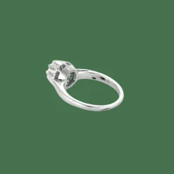 BAGUE SOLITAIRE OR BLANC ET DIAMANTS.